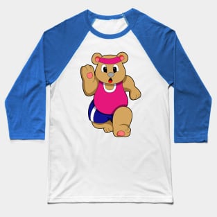 Bear at Fitness - Jogging with Headband Baseball T-Shirt